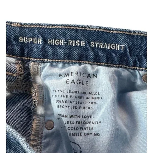 American Eagle Super High Rise Straight Women's Sz 6 Denim Jeans - Picture 5 of 12